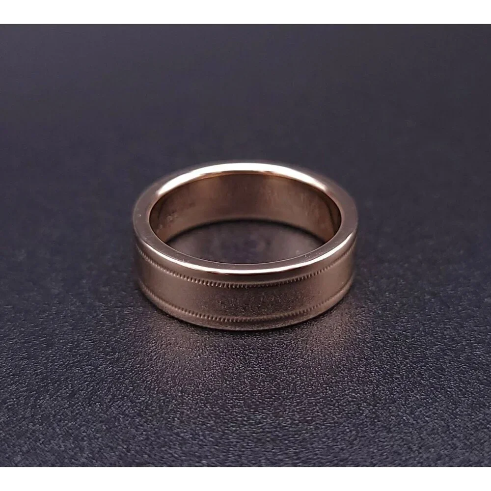Tiffany & Co 18kt Rose Gold Together Double Milgrain 6mm Wedding Band Size 6.5